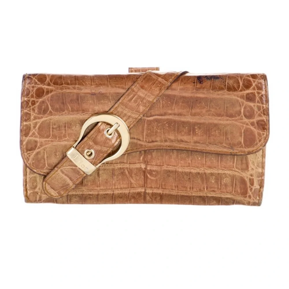 Dior Brown Crocodile Embossed Wallet